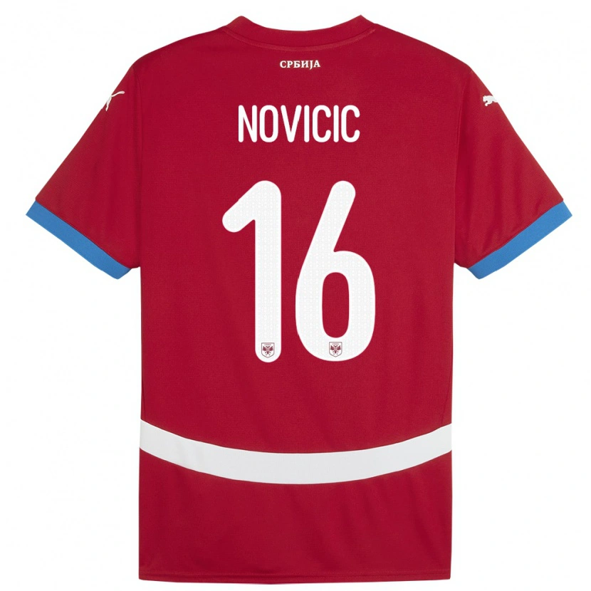 Danxen Barn Serbien Vasilije Novicic #16 Röd Hemmatröja Matchtröjor 24-26 Tröjor T-Tröja