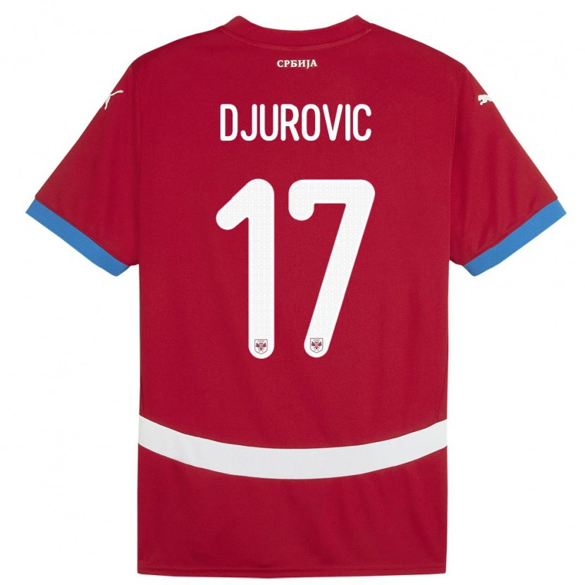 Danxen Barn Serbien Stefan Djurovic #17 Röd Hemmatröja Matchtröjor 24-26 Tröjor T-Tröja