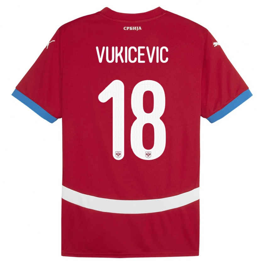 Danxen Barn Serbien Aleksej Vukicevic #18 Röd Hemmatröja Matchtröjor 24-26 Tröjor T-Tröja
