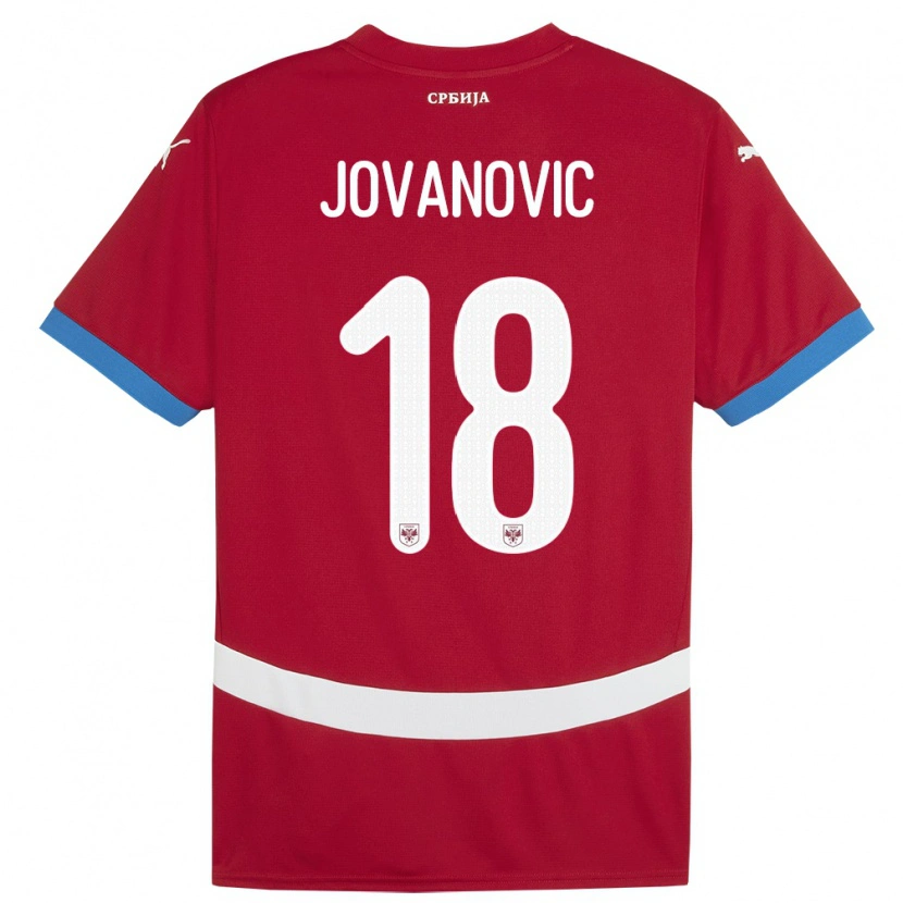 Danxen Barn Serbien Dusan Jovanovic #18 Röd Hemmatröja Matchtröjor 24-26 Tröjor T-Tröja