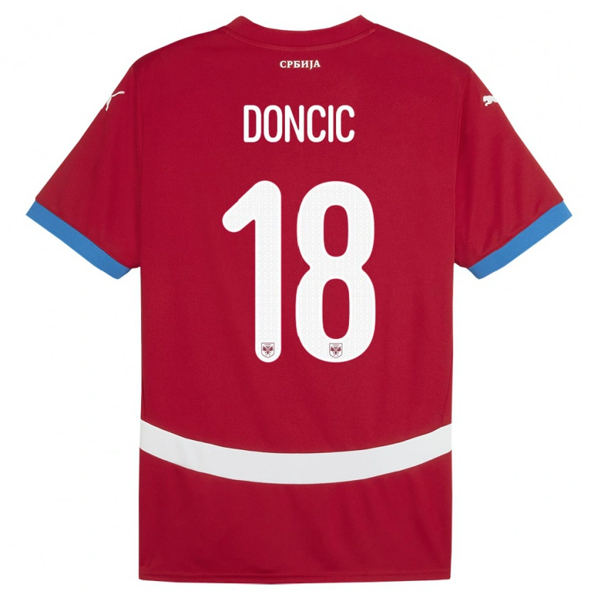 Danxen Barn Serbien Filip Doncic #18 Röd Hemmatröja Matchtröjor 24-26 Tröjor T-Tröja