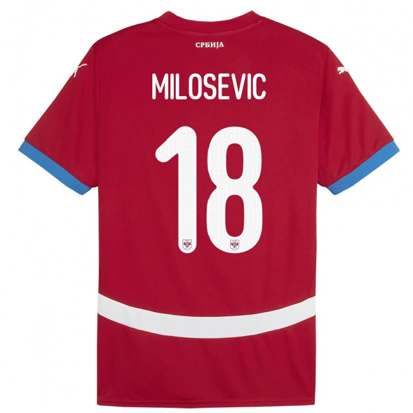 Danxen Barn Serbien Mateja Milosevic #18 Röd Hemmatröja Matchtröjor 24-26 Tröjor T-Tröja