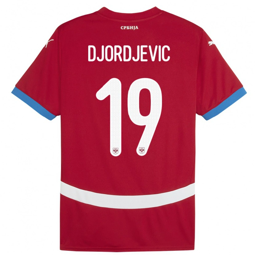 Danxen Barn Serbien Luka Djordjevic #19 Röd Hemmatröja Matchtröjor 24-26 Tröjor T-Tröja
