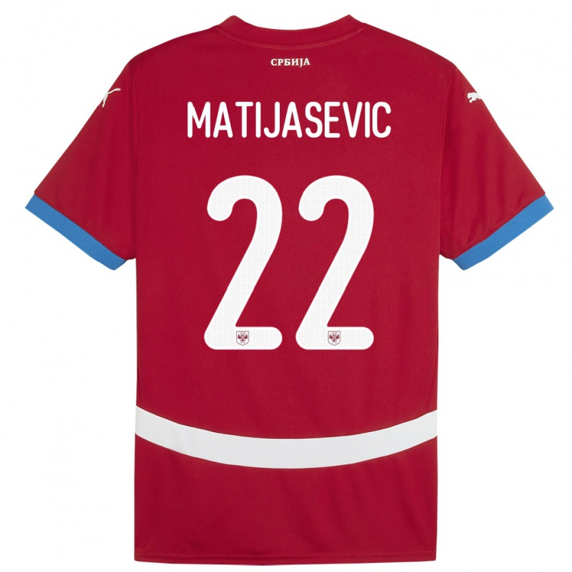 Danxen Barn Serbien Filip Matijasevic #22 Röd Hemmatröja Matchtröjor 24-26 Tröjor T-Tröja