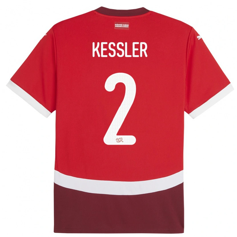 Danxen Barn Schweiz Ryan Kessler #2 Röd Hemmatröja Matchtröjor 24-26 Tröjor T-Tröja