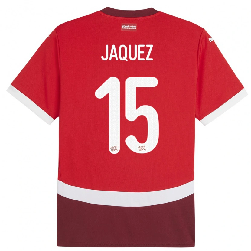 Danxen Barn Schweiz Luca Jaquez #15 Röd Hemmatröja Matchtröjor 24-26 Tröjor T-Tröja