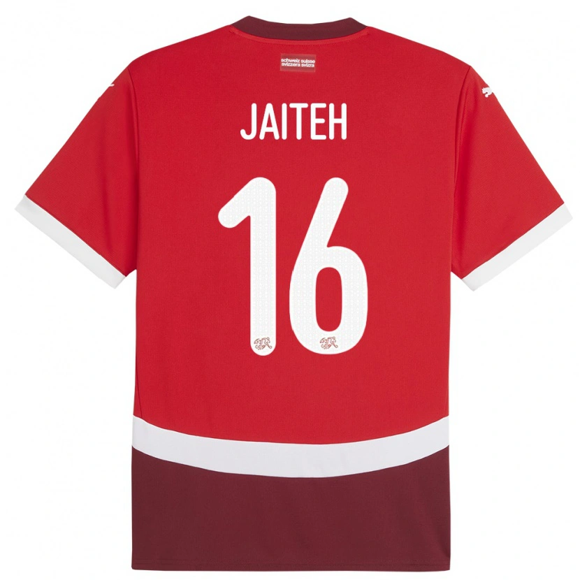 Danxen Barn Schweiz Momodou Jaiteh #16 Röd Hemmatröja Matchtröjor 24-26 Tröjor T-Tröja