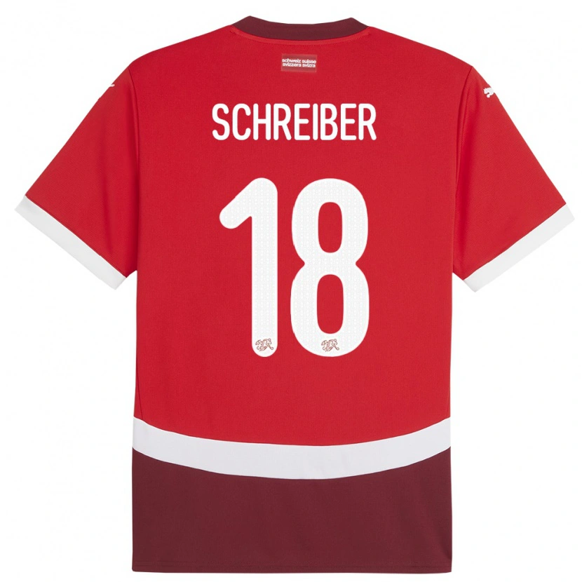 Danxen Barn Schweiz Loris Schreiber #18 Röd Hemmatröja Matchtröjor 24-26 Tröjor T-Tröja