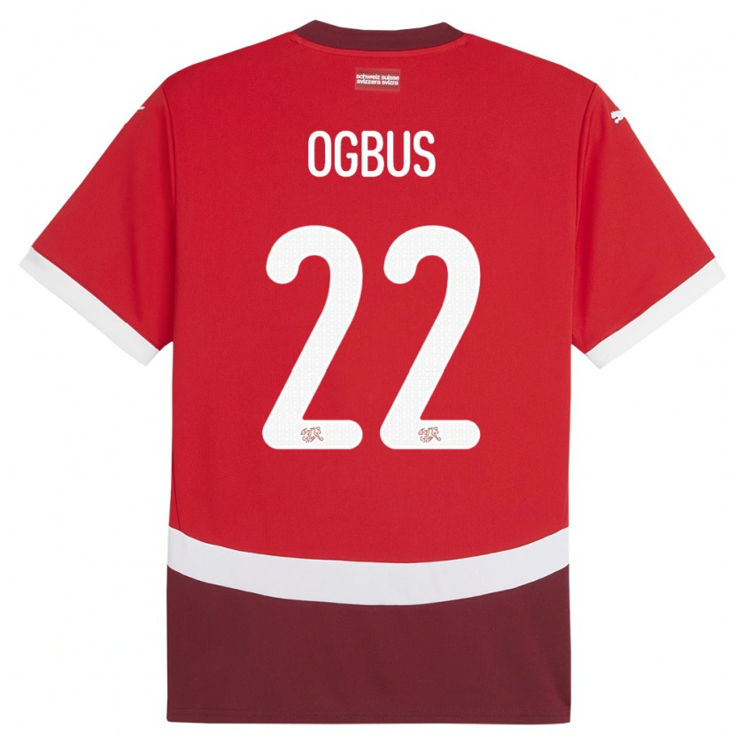 Danxen Barn Schweiz Bruno Ogbus #22 Röd Hemmatröja Matchtröjor 24-26 Tröjor T-Tröja