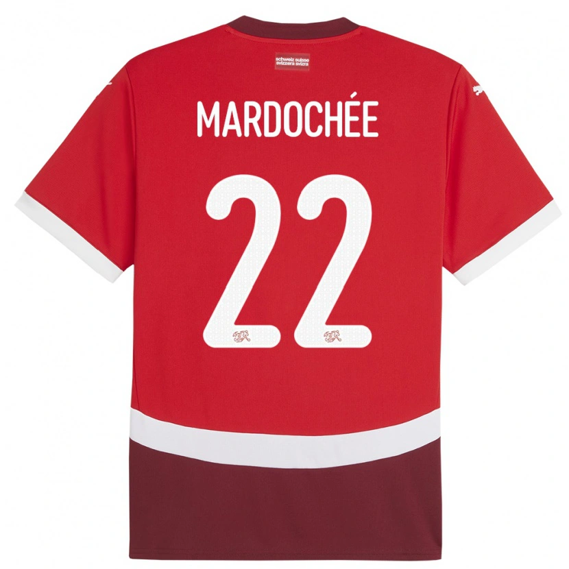 Danxen Barn Schweiz Miguel Mardochée #22 Röd Hemmatröja Matchtröjor 24-26 Tröjor T-Tröja