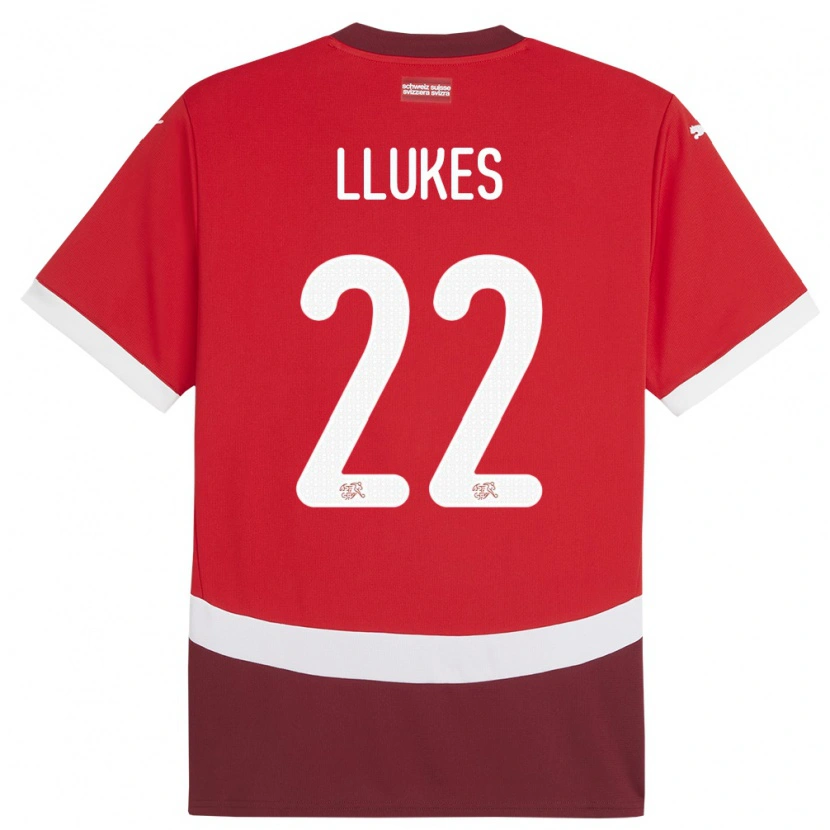 Danxen Barn Schweiz Adrien Llukes #22 Röd Hemmatröja Matchtröjor 24-26 Tröjor T-Tröja
