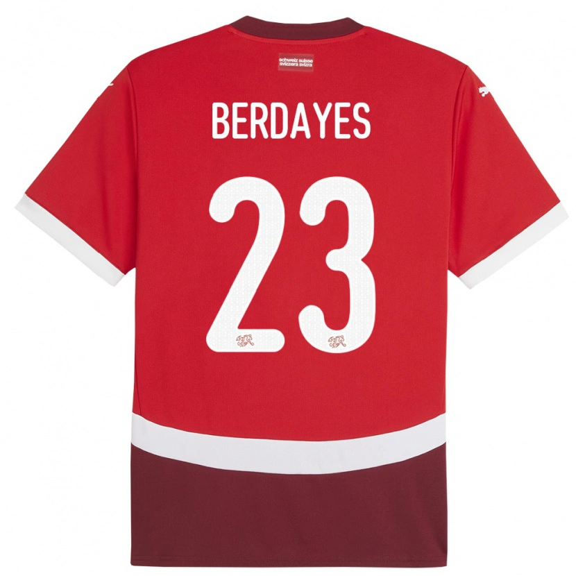 Danxen Barn Schweiz Théo Berdayes #23 Röd Hemmatröja Matchtröjor 24-26 Tröjor T-Tröja