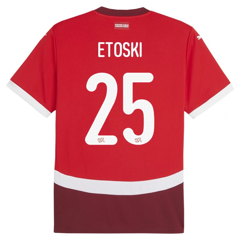 Danxen Barn Schweiz Edin Etoski #25 Röd Hemmatröja Matchtröjor 24-26 Tröjor T-Tröja