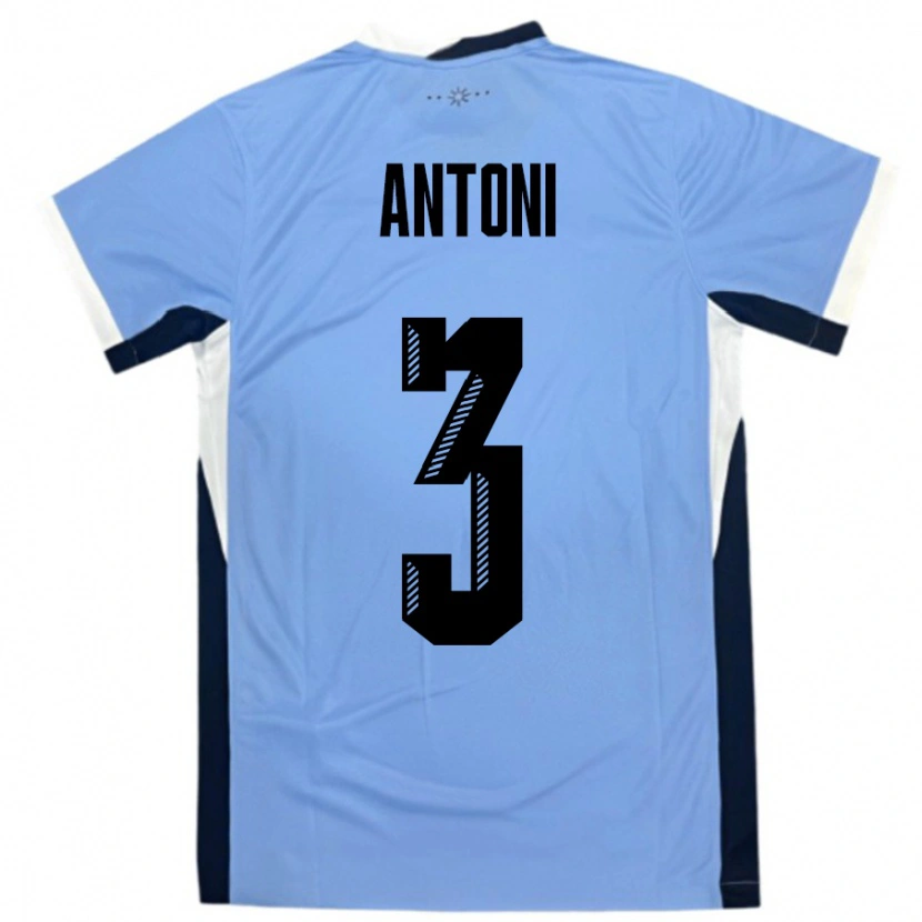 Danxen Barn Uruguay Mateo Antoni #3 Vit Svart Hemmatröja Matchtröjor 24-26 Tröjor T-Tröja