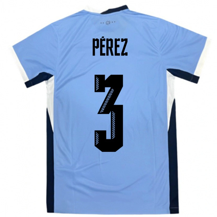 Danxen Barn Uruguay Nicolás Pérez #3 Vit Svart Hemmatröja Matchtröjor 24-26 Tröjor T-Tröja