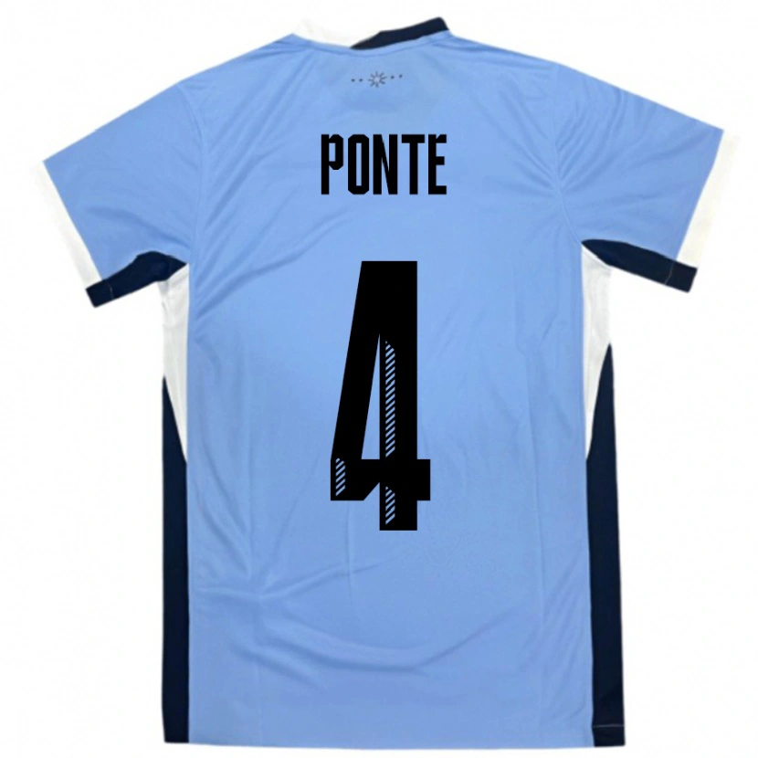 Danxen Barn Uruguay Mateo Ponte #4 Vit Svart Hemmatröja Matchtröjor 24-26 Tröjor T-Tröja
