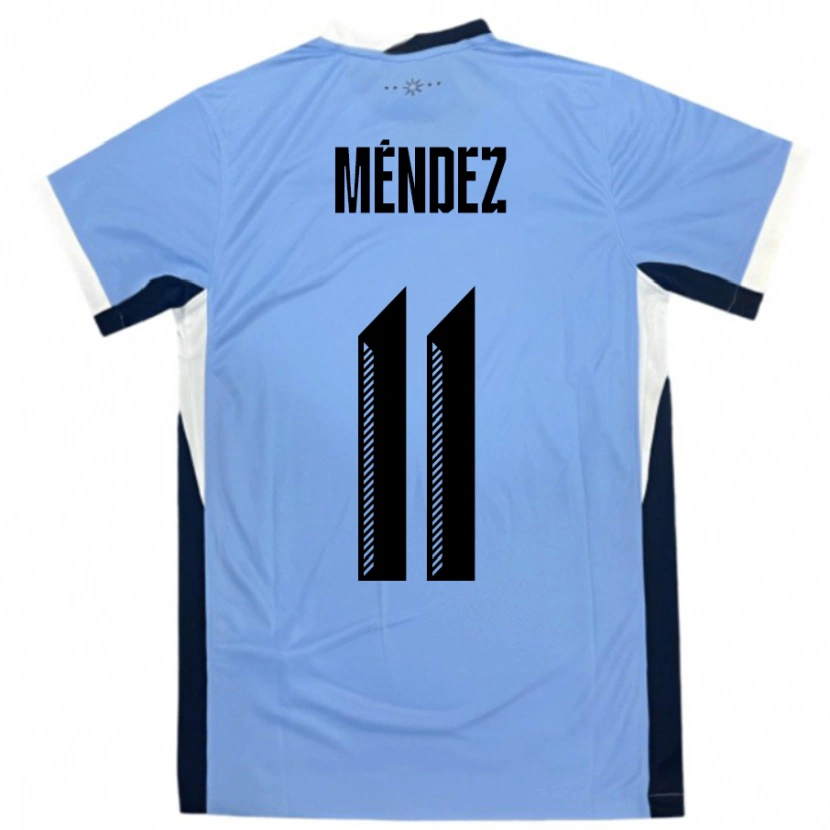 Danxen Barn Uruguay Axel Méndez #11 Vit Svart Hemmatröja Matchtröjor 24-26 Tröjor T-Tröja