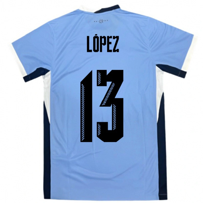 Danxen Barn Uruguay Nahuel López #13 Vit Svart Hemmatröja Matchtröjor 24-26 Tröjor T-Tröja