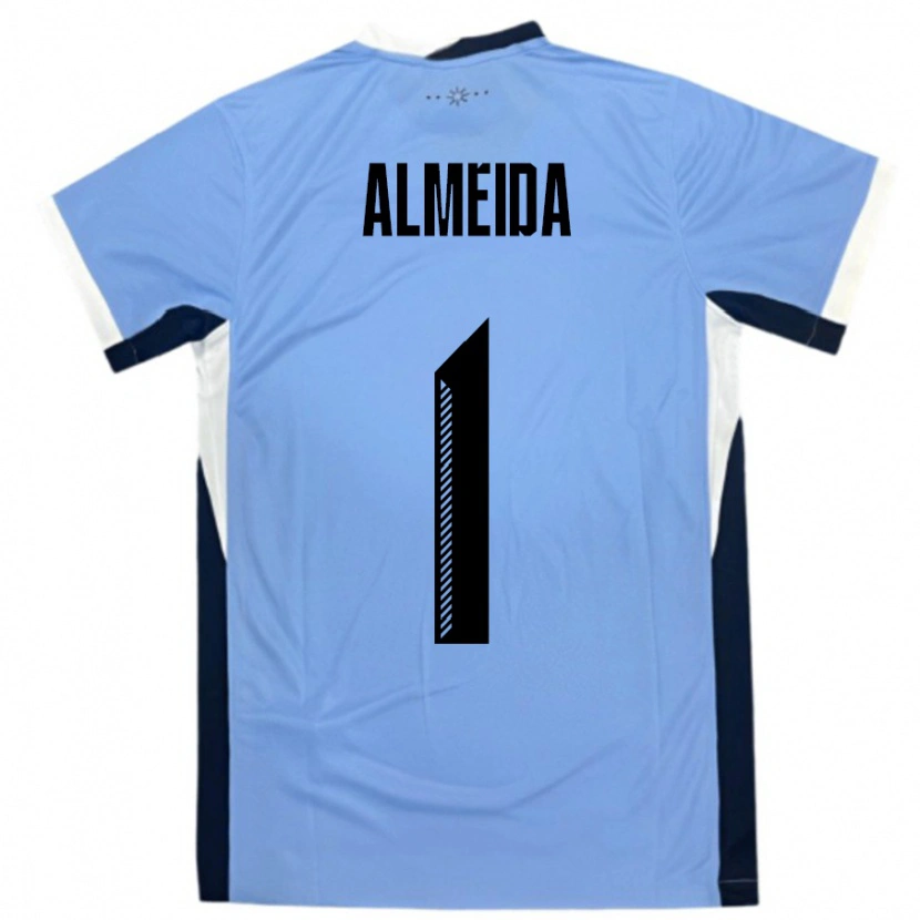 Danxen Barn Uruguay Martin Almeida #1 Vit Svart Hemmatröja Matchtröjor 24-26 Tröjor T-Tröja
