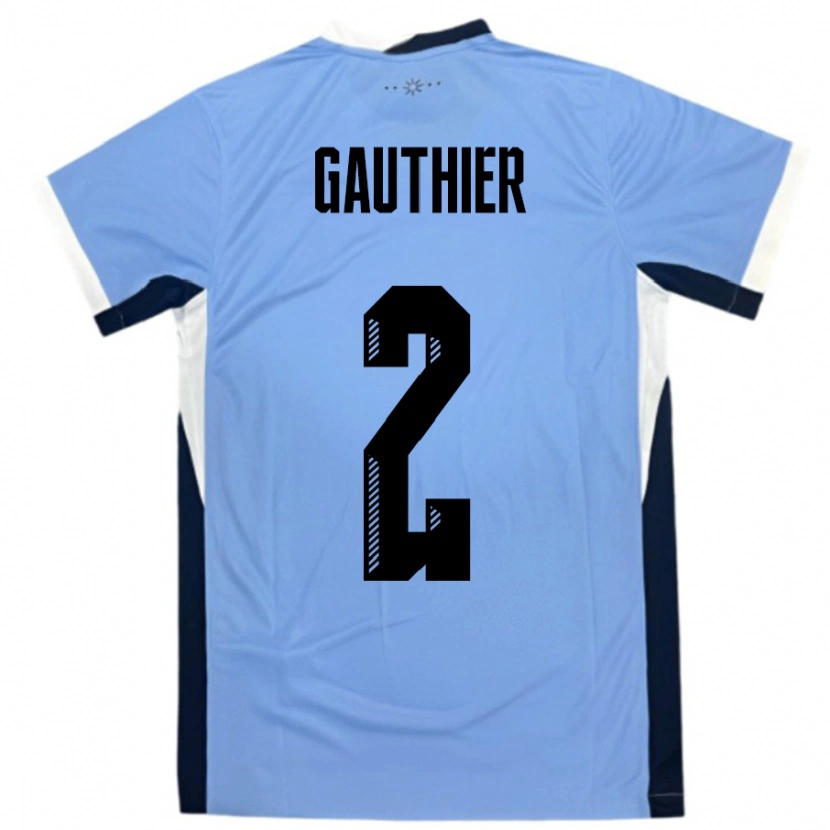 Danxen Barn Uruguay Valentin Gauthier #2 Vit Svart Hemmatröja Matchtröjor 24-26 Tröjor T-Tröja