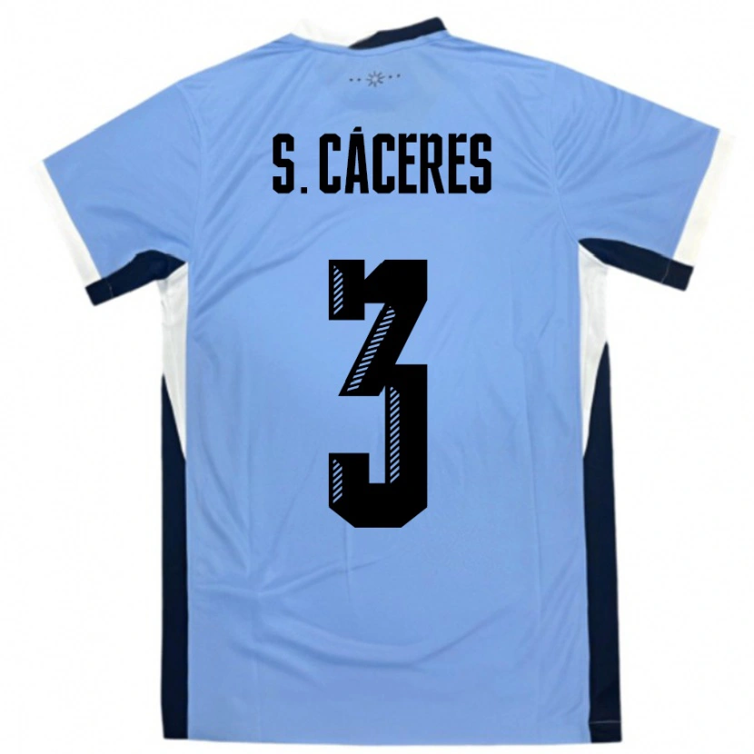 Danxen Barn Uruguay Sebastian Caceres #3 Vit Svart Hemmatröja Matchtröjor 24-26 Tröjor T-Tröja
