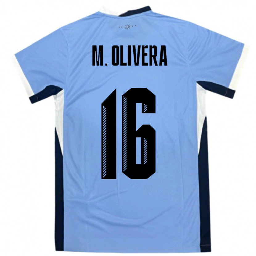 Danxen Barn Uruguay Mathias Olivera #16 Vit Svart Hemmatröja Matchtröjor 24-26 Tröjor T-Tröja