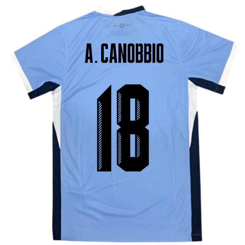 Danxen Barn Uruguay Agustin Canobbio #18 Vit Svart Hemmatröja Matchtröjor 24-26 Tröjor T-Tröja