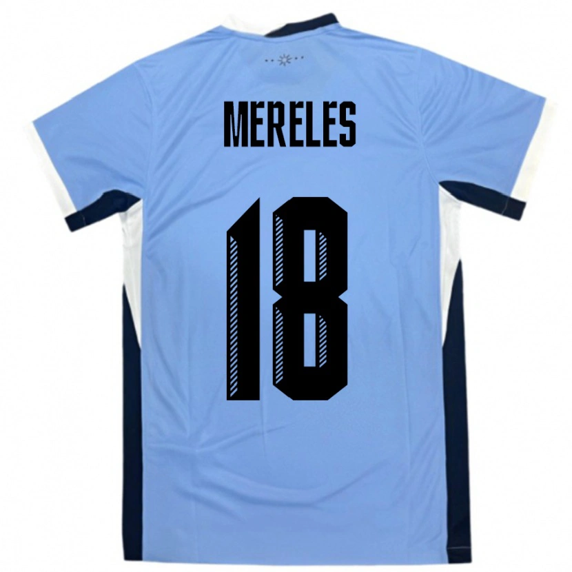 Danxen Barn Uruguay Exequiel Mereles #18 Vit Svart Hemmatröja Matchtröjor 24-26 Tröjor T-Tröja