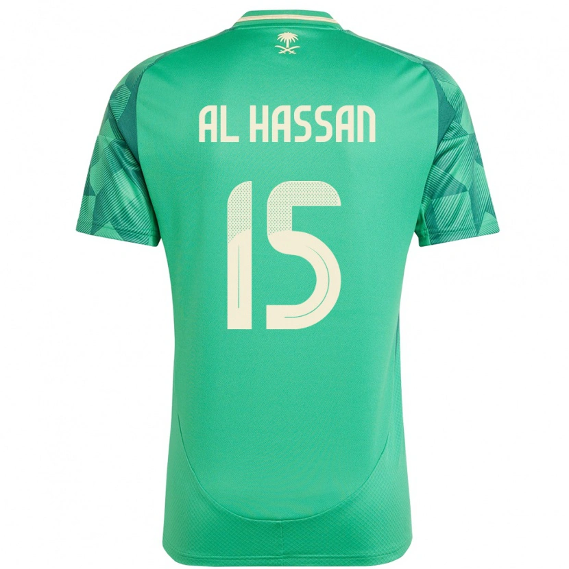 Danxen Barn Saudi-Arabien Ali Al Hassan #15 Grön Hemmatröja Matchtröjor 24-26 Tröjor T-Tröja