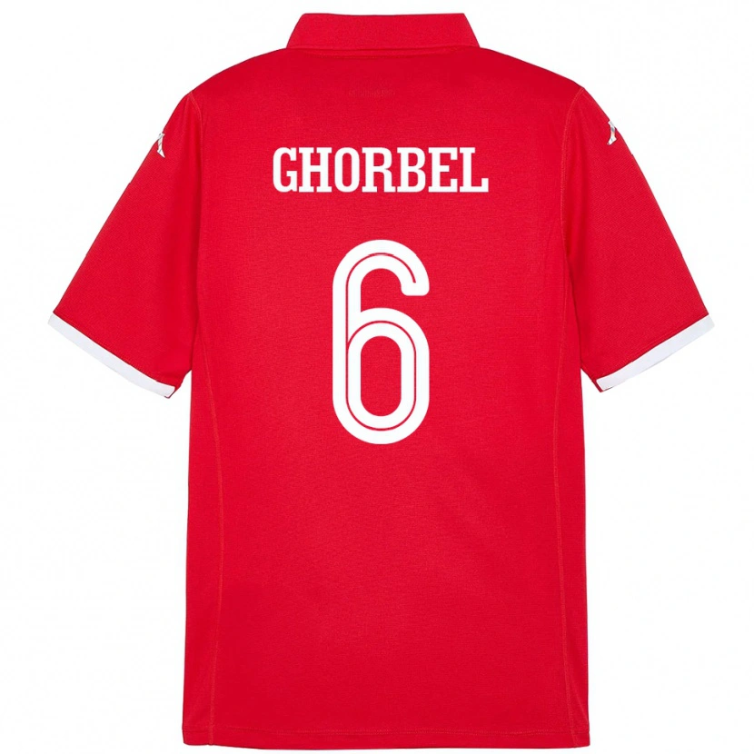 Danxen Barn Tunisien Mahmoud Ghorbel #6 Röd Hemmatröja Matchtröjor 24-26 Tröjor T-Tröja