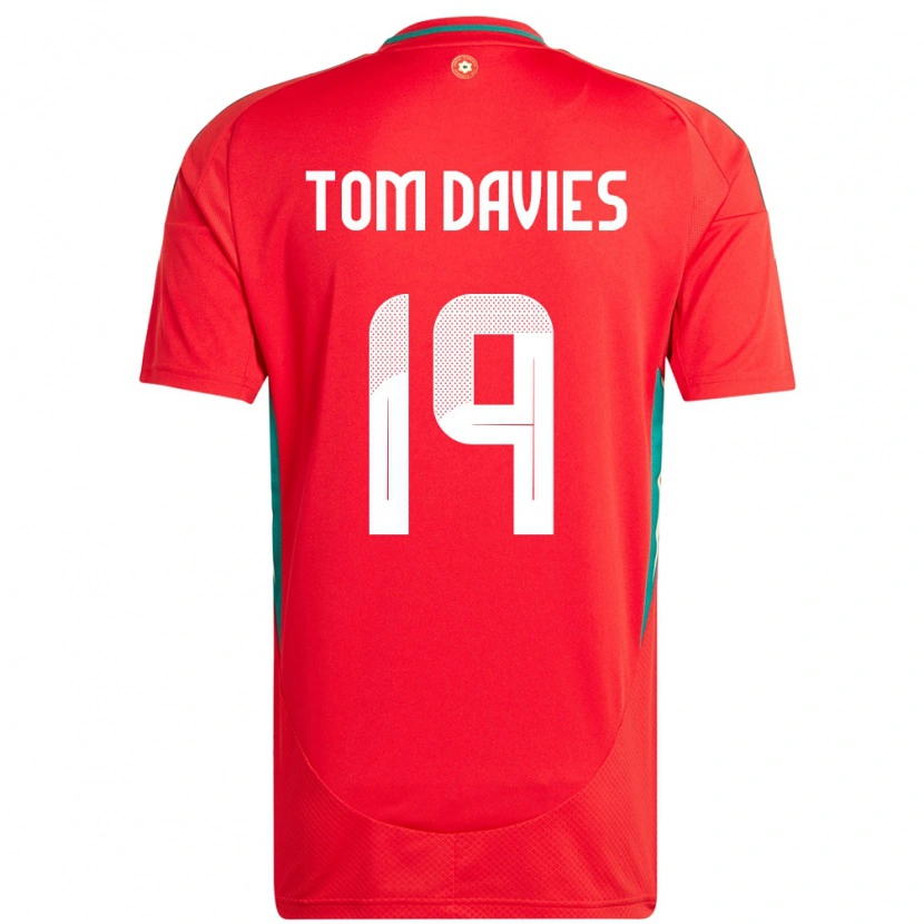Danxen Barn Wales Tom Davies #19 Röd Hemmatröja Matchtröjor 24-26 Tröjor T-Tröja