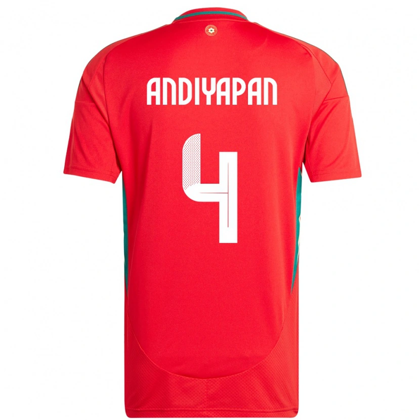 Danxen Barn Wales William Andiyapan #4 Röd Hemmatröja Matchtröjor 24-26 Tröjor T-Tröja