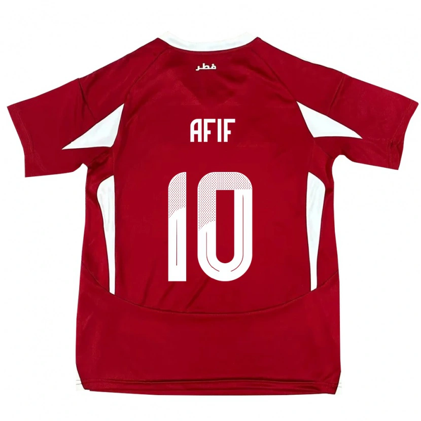 Danxen Barn Qatar Akram Afif #10 Röd Hemmatröja Matchtröjor 24-26 Tröjor T-Tröja