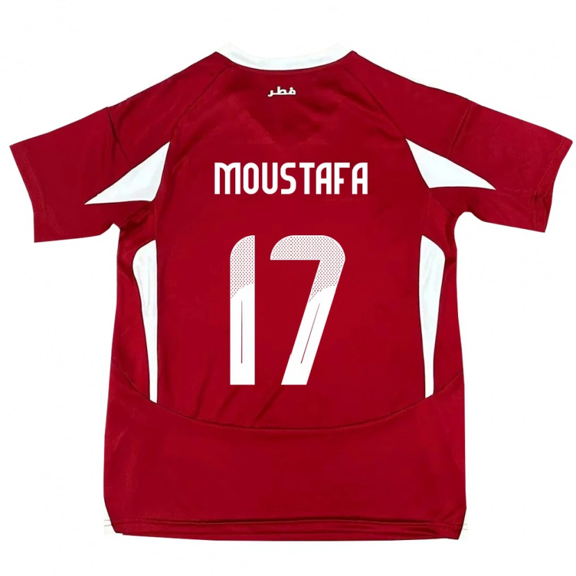 Danxen Barn Qatar Abdelrahman Moustafa #17 Röd Hemmatröja Matchtröjor 24-26 Tröjor T-Tröja