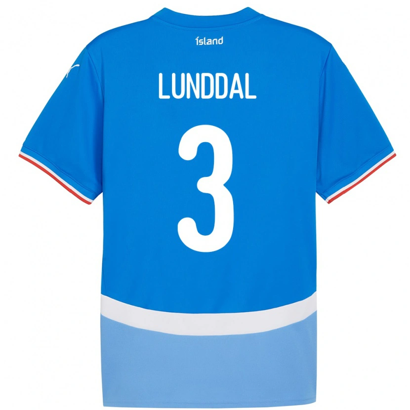 Danxen Barn Island Valgeir Lunddal #3 Blå Hemmatröja Matchtröjor 24-26 Tröjor T-Tröja