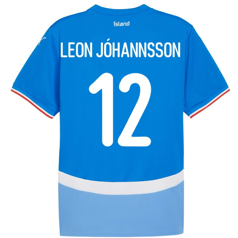 Danxen Barn Island Marten Leon Jóhannsson #12 Blå Hemmatröja Matchtröjor 24-26 Tröjor T-Tröja