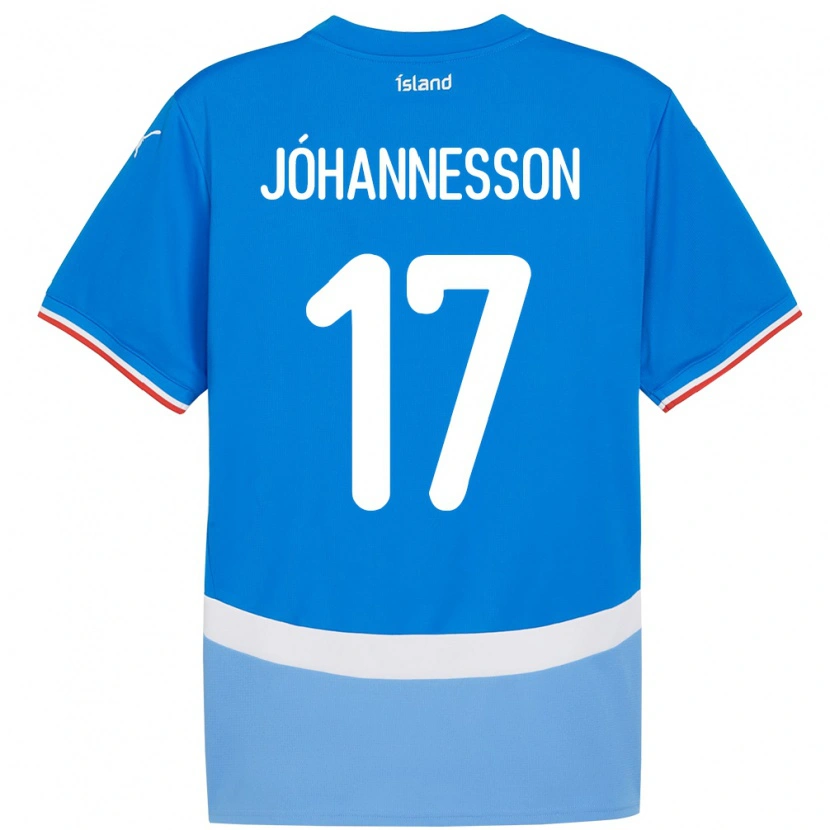 Danxen Barn Island Daniel Jóhannesson #17 Blå Hemmatröja Matchtröjor 24-26 Tröjor T-Tröja