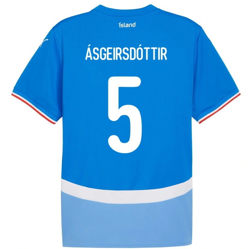 Danxen Barn Island Emilía Kiær Ásgeirsdóttir #5 Blå Hemmatröja Matchtröjor 24-26 Tröjor T-Tröja