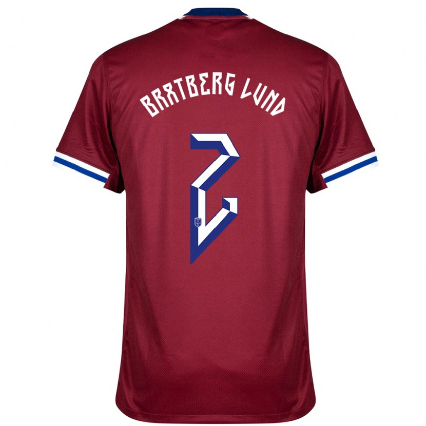 Danxen Barn Norge Marit Bratberg Lund #2 Röd Blå Vit Hemmatröja Matchtröjor 24-26 Tröjor T-Tröja