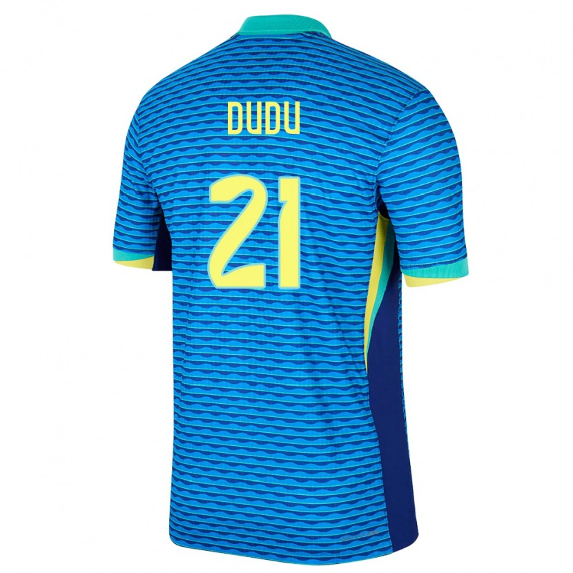Danxen Barn Brasilien Dudu #21 Blå Bortatröja Matchtröjor 24-26 Tröjor T-Tröja
