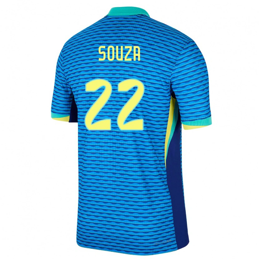 Danxen Barn Brasilien Luiz Souza #22 Blå Bortatröja Matchtröjor 24-26 Tröjor T-Tröja