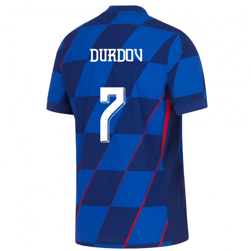 Danxen Barn Kroatien Bruno Durdov #7 Blå Bortatröja Matchtröjor 24-26 Tröjor T-Tröja
