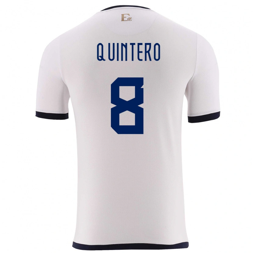 Danxen Barn Ecuador Hólger Quintero #8 Vit Bortatröja Matchtröjor 24-26 Tröjor T-Tröja