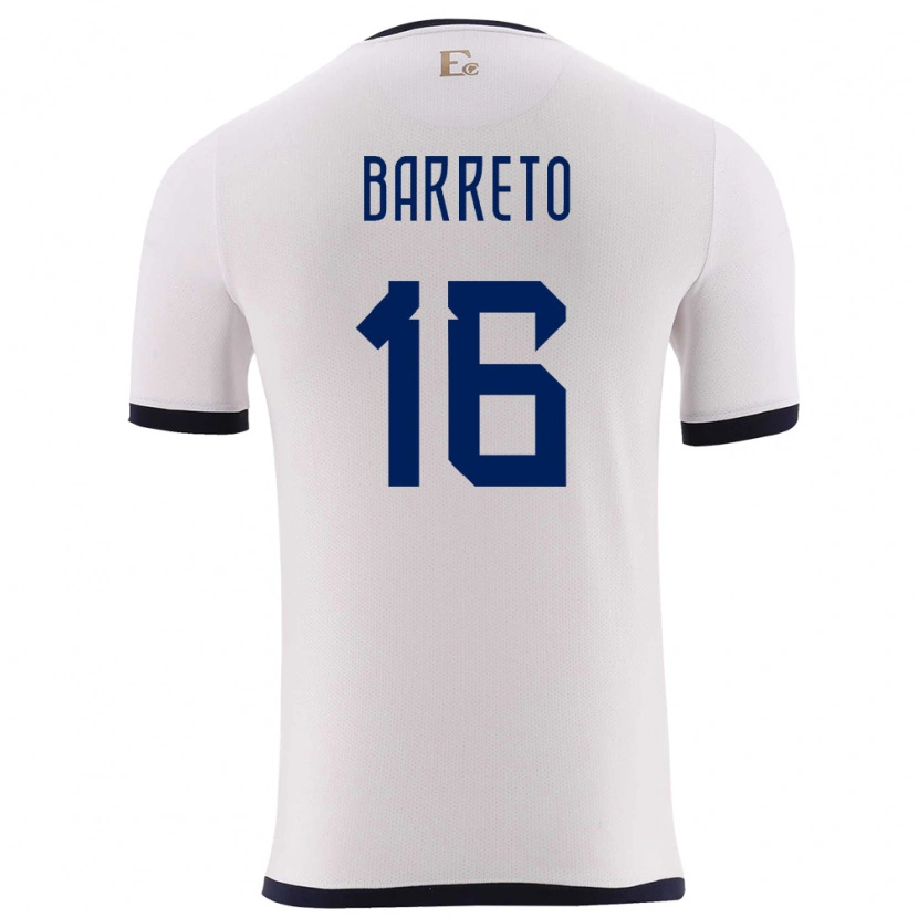 Danxen Barn Ecuador Andry Barreto #16 Vit Bortatröja Matchtröjor 24-26 Tröjor T-Tröja