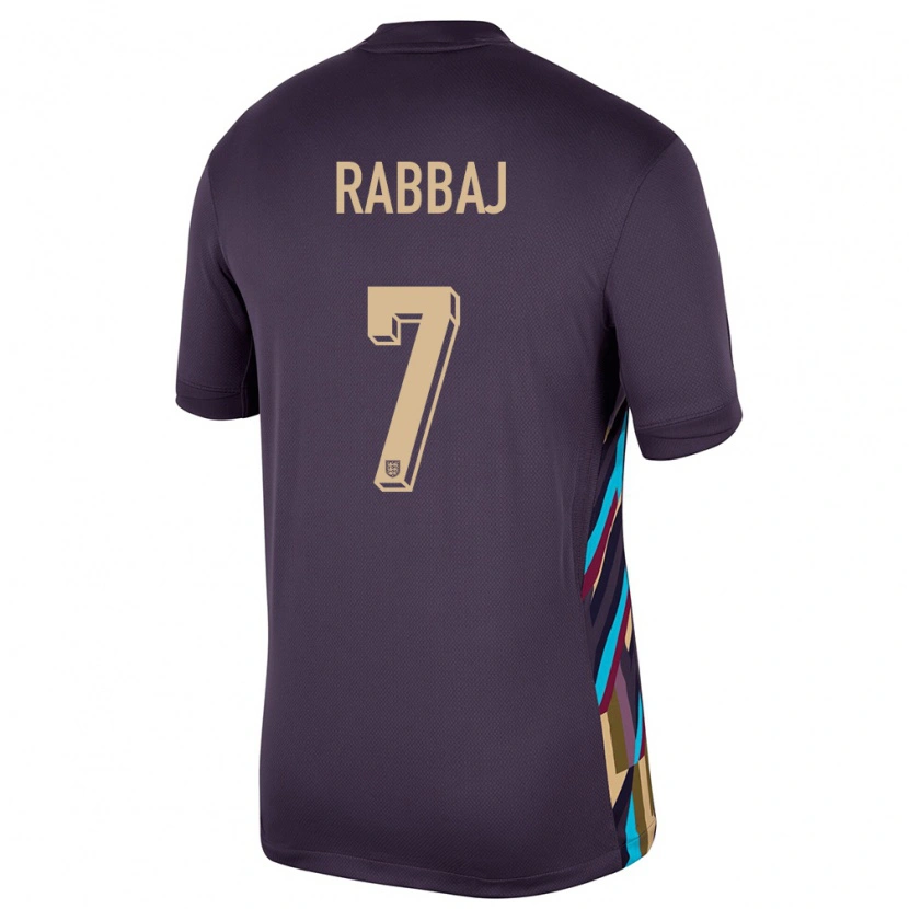 Danxen Barn England Ibrahim Rabbaj #7 Mörkt Russin Bortatröja Matchtröjor 24-26 Tröjor T-Tröja