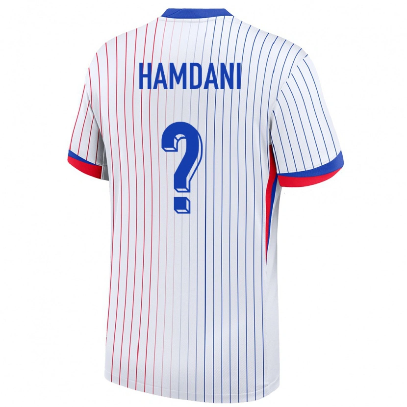 Danxen Barn Frankrike Adil Hamdani #0 Vit Bortatröja Matchtröjor 24-26 Tröjor T-Tröja