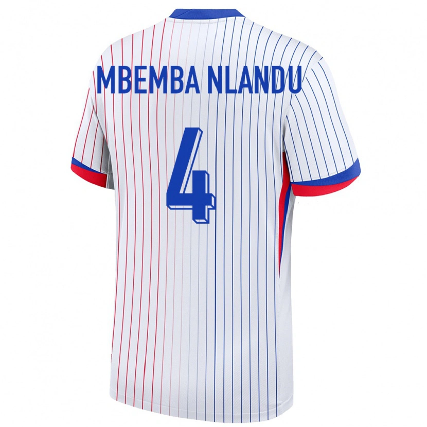 Danxen Barn Frankrike Emmanuel Mbemba Nlandu #4 Vit Bortatröja Matchtröjor 24-26 Tröjor T-Tröja