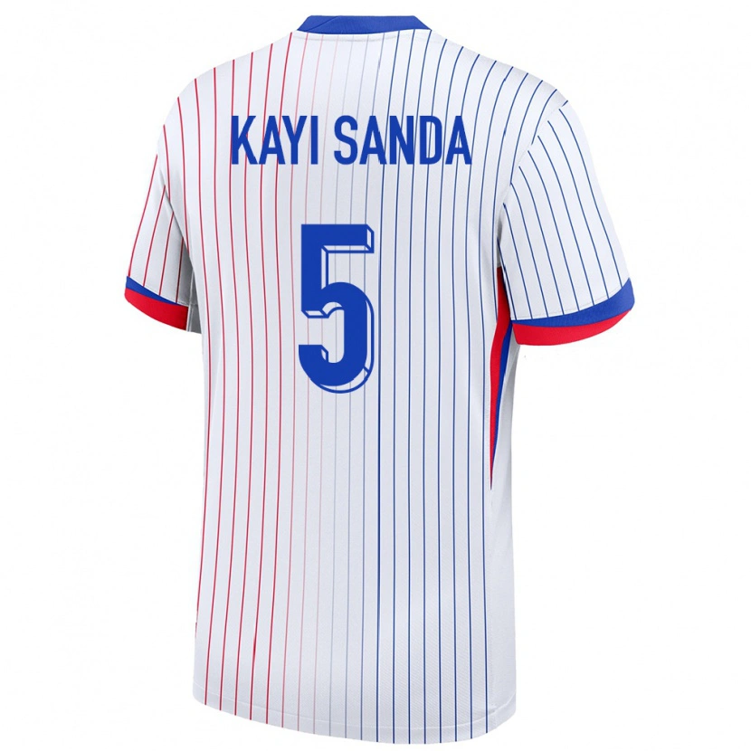 Danxen Barn Frankrike Joachim Kayi Sanda #5 Vit Bortatröja Matchtröjor 24-26 Tröjor T-Tröja