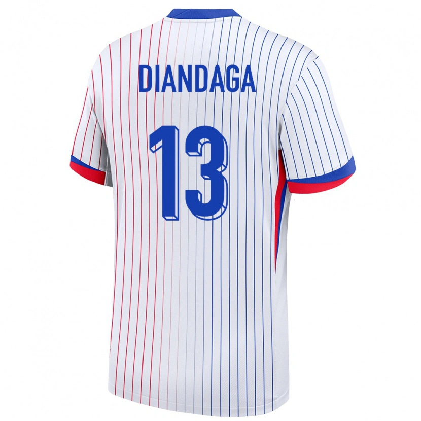 Danxen Barn Frankrike Hermann Diandaga #13 Vit Bortatröja Matchtröjor 24-26 Tröjor T-Tröja