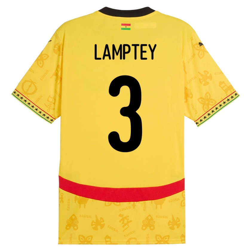 Danxen Barn Ghana Tariq Lamptey #3 Gul Bortatröja Matchtröjor 24-26 Tröjor T-Tröja